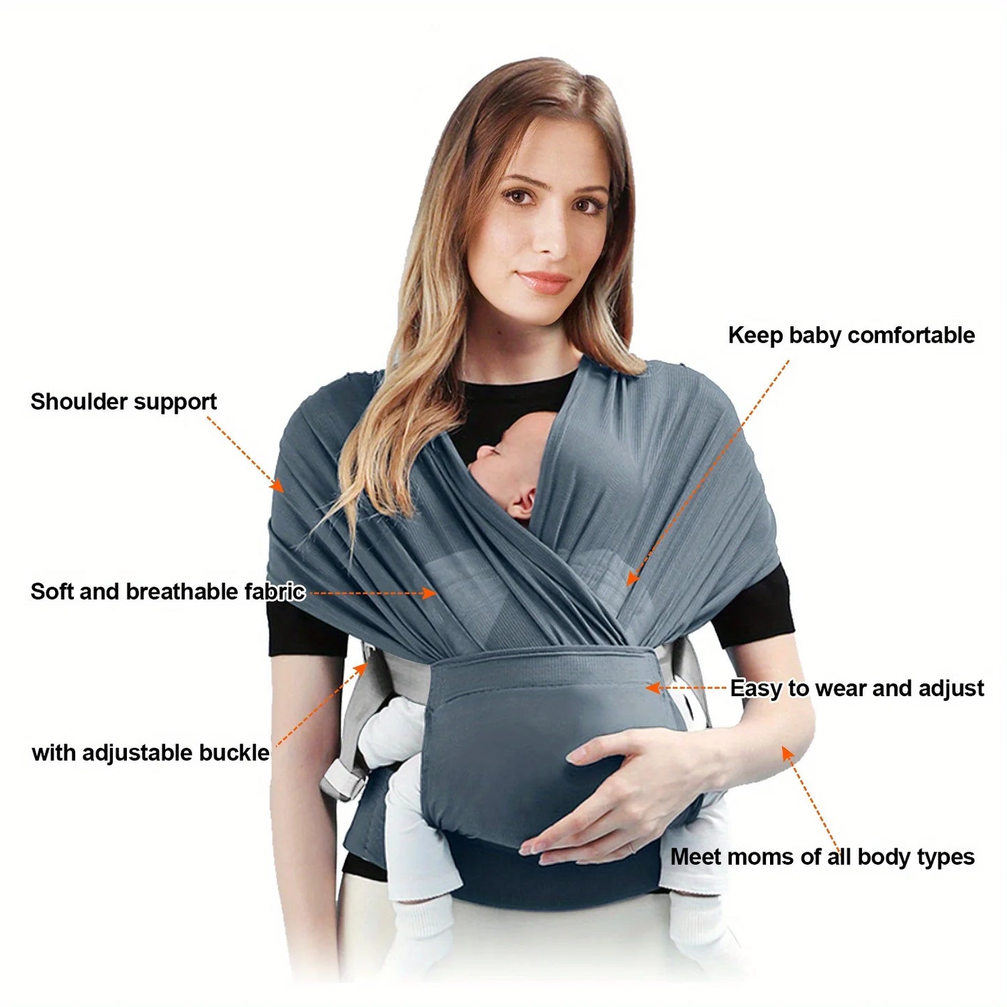 Wrap Baby Carrier Infant Sling Perfect for Newborn Babies and Children Up To 41 Lbs
